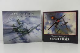 Two art books, 'Alex Henshaw a Flying Legend', signed within Squadron Leader Neville Duke,