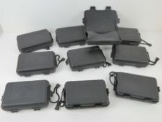 A quantity of ten small Peli transit cases with foam and measuring approx 16.5 x 10.5cm each.