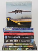 A quantity of books on the Vulcan bomber; 'Vulvan 607' by Roland White,
