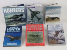 Six books on the Hawker Hunter; 'Hawker Hunter ' having inscription from Bill Bedford,