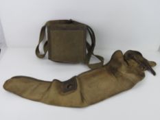 A WWII ZB26/30 canvas and leather breach cover together with a canvas magazine pouch. Two items.