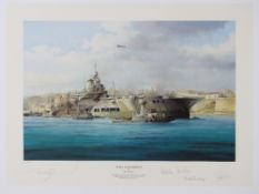 Robert Taylor, signed limited edition print 'HMS Illustrious' 26/250,