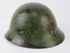 WWII Japanese Pacific Marine helmet , having replacement WWII British chin strap with Hessian liner.