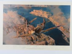 Robert Taylor, three profusely signed limited edition prints; 'Malta - George Cross' 26/250,