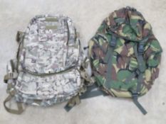 A British Military DPM tactical bag together with an MTP tactical bag with padded straps.