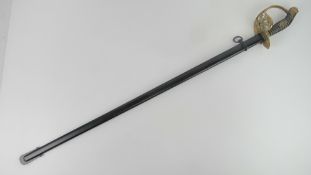 A Model 1889 Prussian infantry officer's sword with scabbard having ACS markings to blade,