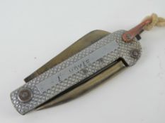 A WWII British Jack knife, having makers mark to blade of Harrison Bros & Howson.