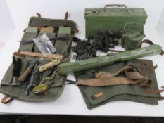 An MG53 gunners kit, includes spare barrel case, ammo tin, ammo tin, breach cover, starter tab,