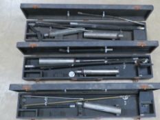 Three Bore scope scope tank inspection transit cases with bore scope kit and accessories.