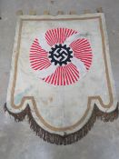 A reproduction WWII German NSDAP wall hanging, with gilt fringe and measuring approx 117 x 145cm.