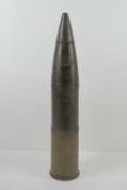 An inert German 10cm shell with head, K18 Cannon, dated 1935. 60cm high.