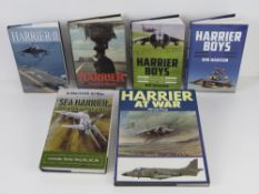 A quantity of books on the Harrier Jet inc 'Harrier Boys' in two volumes by Bob Morston,