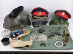 Two Queen's Regiment peaked caps, one by Herbert Johnson New Bond Street, strap a/f,