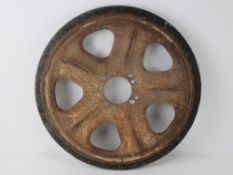 A WWII German SD.Kfz. 251 track wheel.