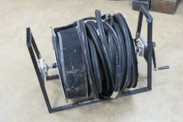 An RAF engineering fibre optic cable wheel, with cable.