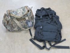 Tactical Assault bag, padded with pouches upon. Together with an MTP tactical Saxon holdall.