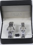 A 'His and Hers' stainless steel gents w