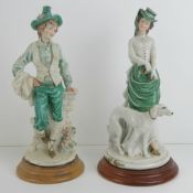 An Italian figurine of a lady and an Afg