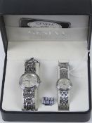 A 'His and Hers' stainless steel gents w