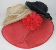 Three ladies hats, various styles.