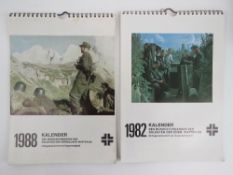 Two later Waffen SS calendars, 1982 and 1988 respectively each containing a quantity of reproduced