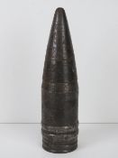An inert WWII German 10.5cm AP (Armour Piercing) shell head, with double drive band.