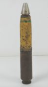 An inert WWII German 30mm round with original paint, dated 1944 with makers mark AUX.
