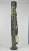 A deactivated M97 ILAW 84mm Light Anti Tank weapon having moving front grip, shoulder rest,