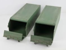 Two rare Soviet Russian Army steel ammo boxes for the 14.5mm KVPT cannon.