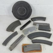 Twelve magazines; M16, DP28, AK , G3, Bren, Thompson, M56, and Madsen.