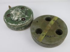 An inert TMA-3 mine together with an inert VTMA-4 Anti-tank mine.