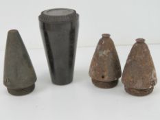 A WWII German Bakelite fuse pot dated 1939, with three fuses being an AZ23 fuse dated 1943,