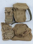 A WWII US Radio backpack, grenade satchel and webbing pouch.