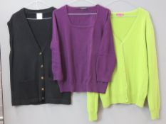 Ladies jumpers inc cashmere, pure new wool, leopard print by Hobbs, etc. Approx UK size 14-16.