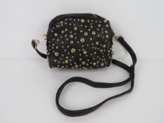 A black handbag with stud decoration 'as new', approx 20 x 17cm.