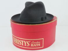 A vintage Christy's London fur felt Trilby size 7 1/4 in original box.