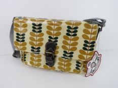 A leaf patterned handbag in yellow 'as new', approx 31 x 20cm.