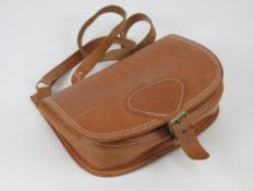 A vintage leather shooting style handbag made by MST England 26 x 20cm.