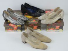 Four pairs of Brunella Italian made evening shoes, cream size 36.5, silver 36.