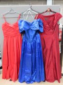 A 100% red silk evening gown by Monsoon, UK size 16.