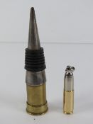 A wine stopper formed from a 12G cartridge case, 10cm,