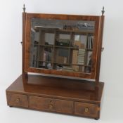 A good mahogany and walnut Georgian toilet mirror stung with box wood,