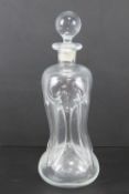 A Dartington decanter in the Victorian 'glug glug' style, standing 32cm high.