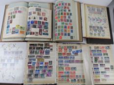 Stamps; four loose stamp albums, mostly 20thC, some Victorian noted inc Penny Red,