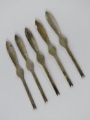 A set of five HM silver lobster picks, hallmarked Birmingham 1923, each 10cm in length.