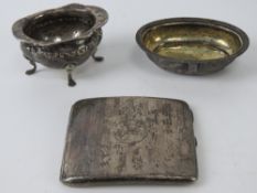 A HM silver salt raised over four outswept feet, hallmarked Birmingham 1899, 1.75ozt.