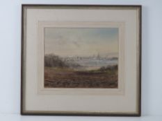 Watercolour; Oxford from Pinksey Hill by Ken Messer, 26 x 32cm.
