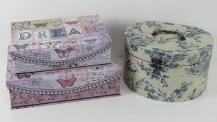 A pair of as new decorative boxes having butterfly pattern 'dream' and 'hope'.