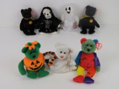 Ty Beanie Babies/Beanie Bears; Halloween themed 'Haunt' (x2), 'Quivers', 'Frankenteddy', 'Sheets',