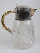 A cut glass and silver plated carafe jug, a/f.